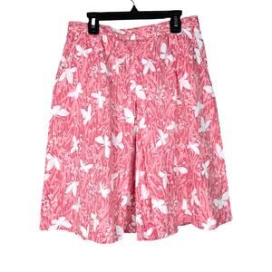 Vtg 80s Sandpiper Pink White Butterfly Floral High Waist Shorts A-line Skort S/M